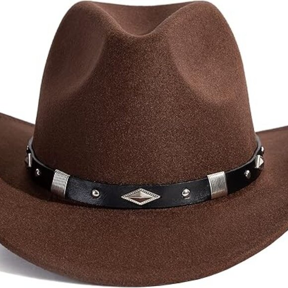 Brown Western Cowboy, Cowgirl Hat, Silver Diamond Band‎ – Unisex Rodeo Hat - Picture 3 of 5